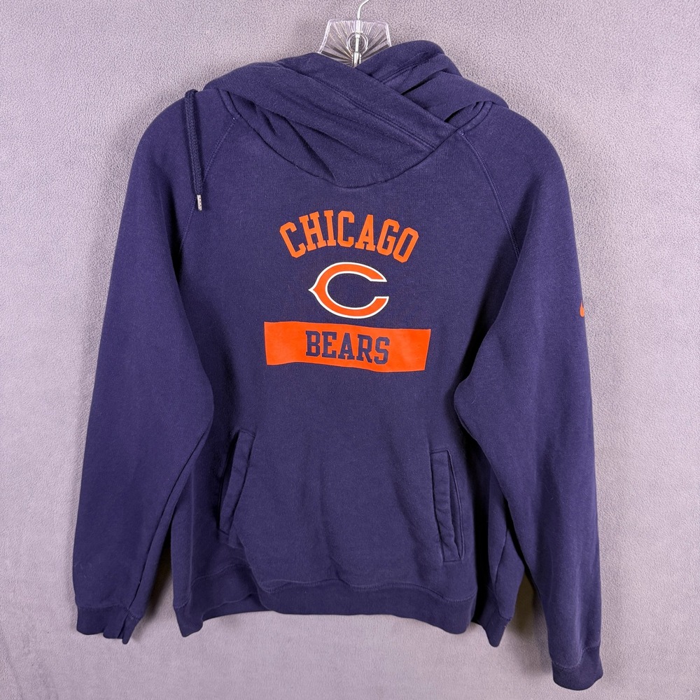 Nike Chicago Bears Hoodie Mens XL Blue Orange NFL Football Pullover Sweatshirt